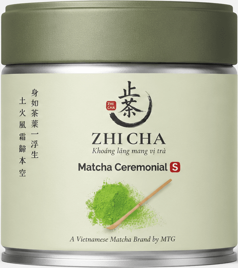 Hộp inox Trà Matcha Ceremonial S Zhi Cha, view chính diện