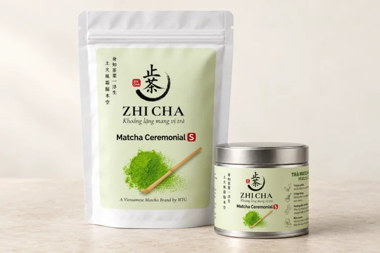Túi và hộp inox Trà Matcha Ceremonial S của Zhi Cha